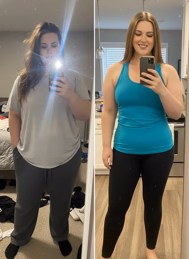 before and after picture of Erin
