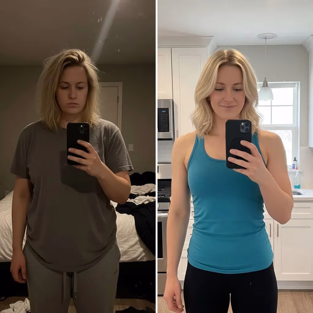 before and after picture of Lauren